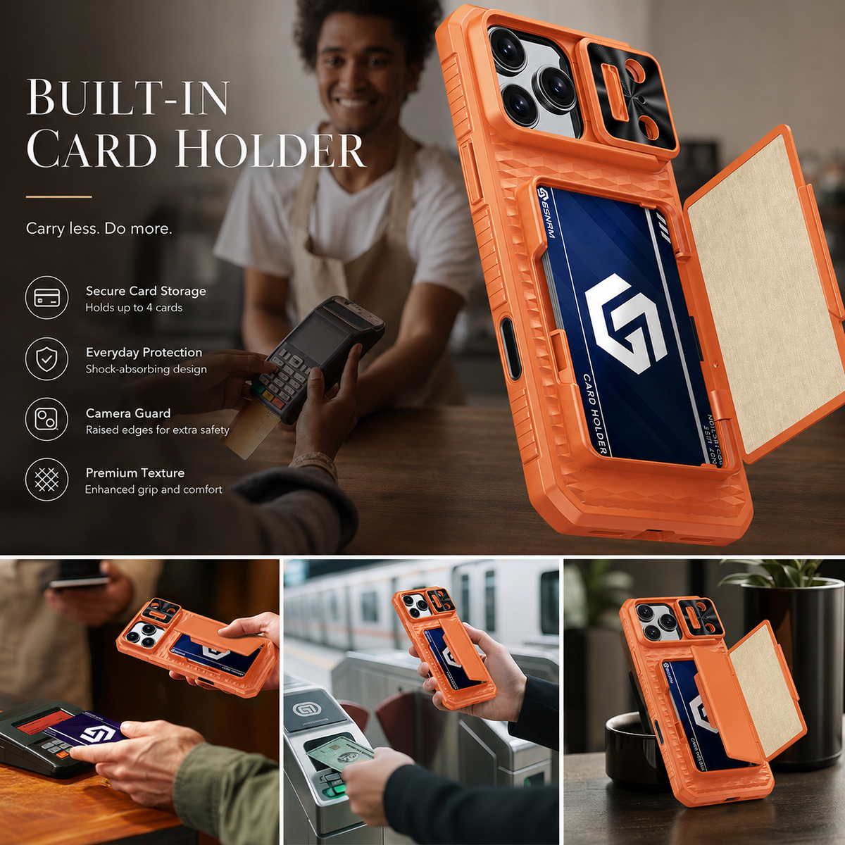 Premium iPhone Case Wallet Card Holder Camera Cover Kickstand Shockproof Full Body Protective Cover Anti Scratch Non Slip Tough Storage Lanyard Case