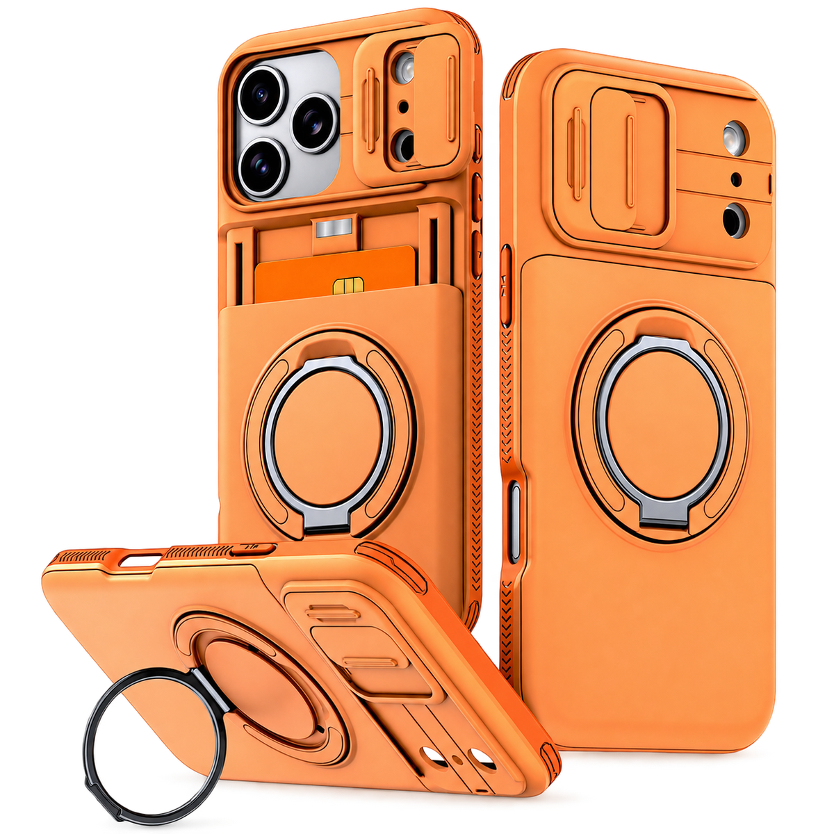 Premium iPhone Case Wallet Card Holder Shockproof Armor PC TPU Protective Cover Kickstand Stand Holder Slim Non Slip Reinforced Card Storage Case