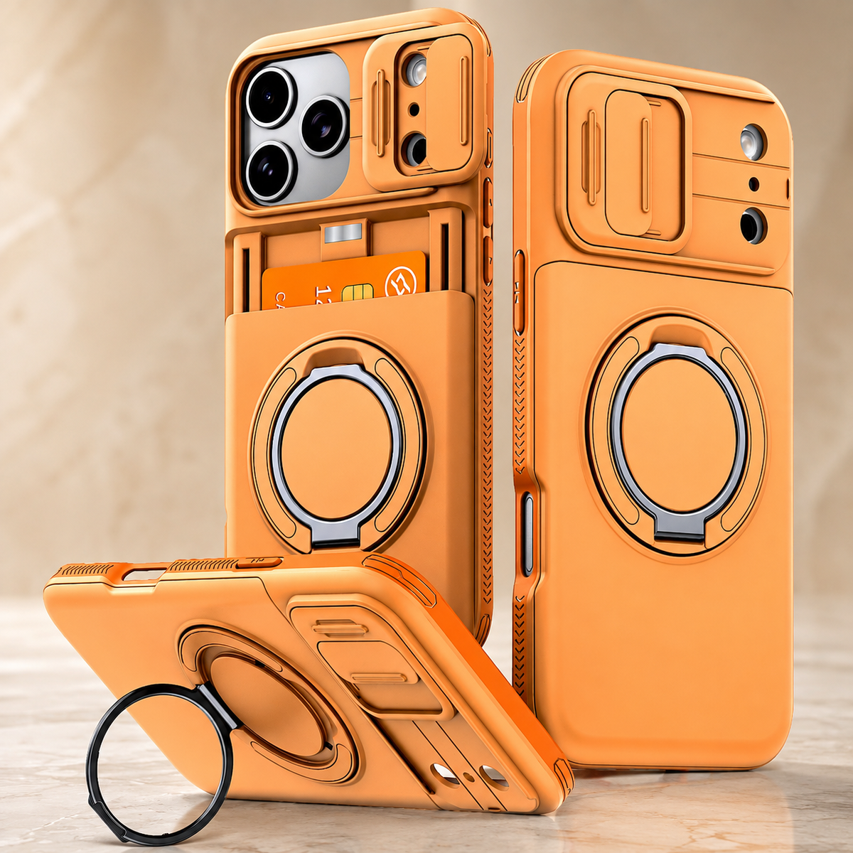 Premium iPhone Case Wallet Card Holder Shockproof Armor PC TPU Protective Cover Kickstand Stand Holder Slim Non Slip Reinforced Card Storage Case