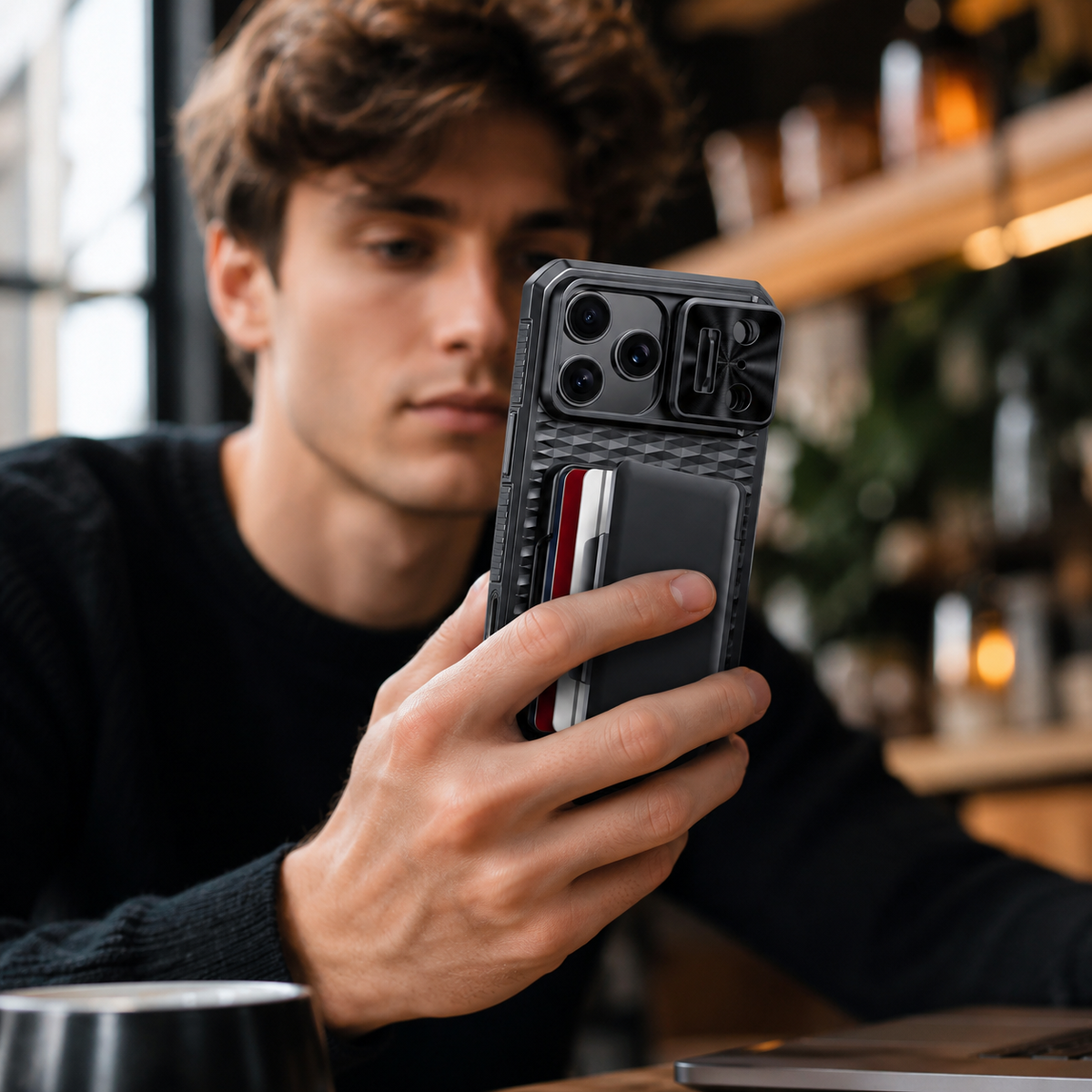 Premium iPhone Case Wallet Card Holder Sliding Camera Cover Stand Shockproof Dual Layer Heavy Duty Full Coverage Anti Scratch Slim Protective Design