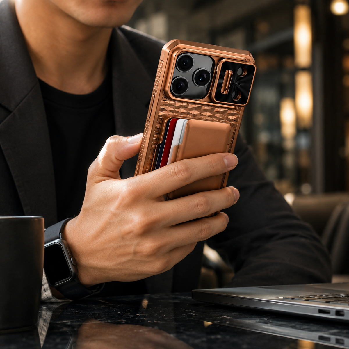 Premium iPhone Case Wallet Card Holder Sliding Camera Cover Stand Shockproof Dual Layer Heavy Duty Full Coverage Anti Scratch Slim Protective Design