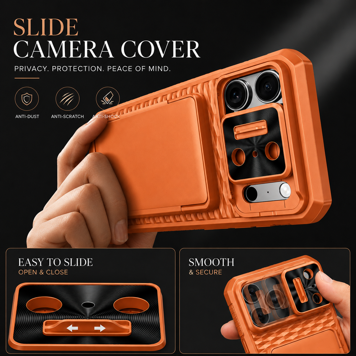 Premium iPhone Case Wallet Card Holder Sliding Camera Cover Stand Shockproof Dual Layer Heavy Duty Full Coverage Anti Scratch Slim Protective Design