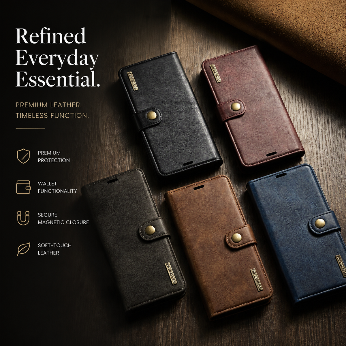 Premium iPhone Case Wallet MagSafe Compatible Detachable Magnetic Leather Shockproof Cover with Card Holder Camera Protection Slim Design
