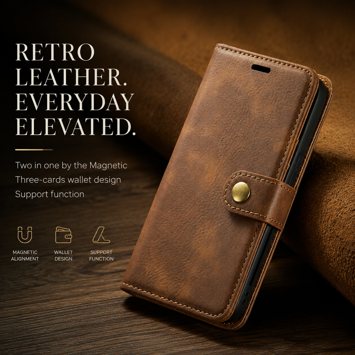 Premium iPhone Case Wallet MagSafe Compatible Detachable Magnetic Leather Shockproof Cover with Card Holder Camera Protection Slim Design
