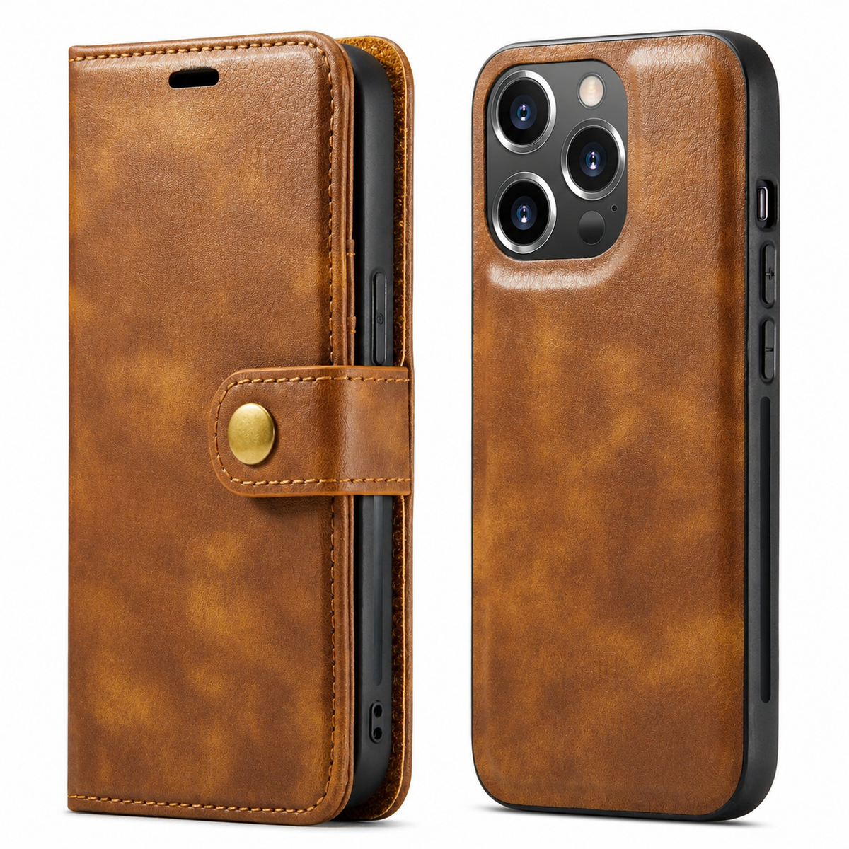 Premium iPhone Case Wallet MagSafe Compatible Detachable Magnetic Leather Shockproof Cover with Card Holder Camera Protection Slim Design