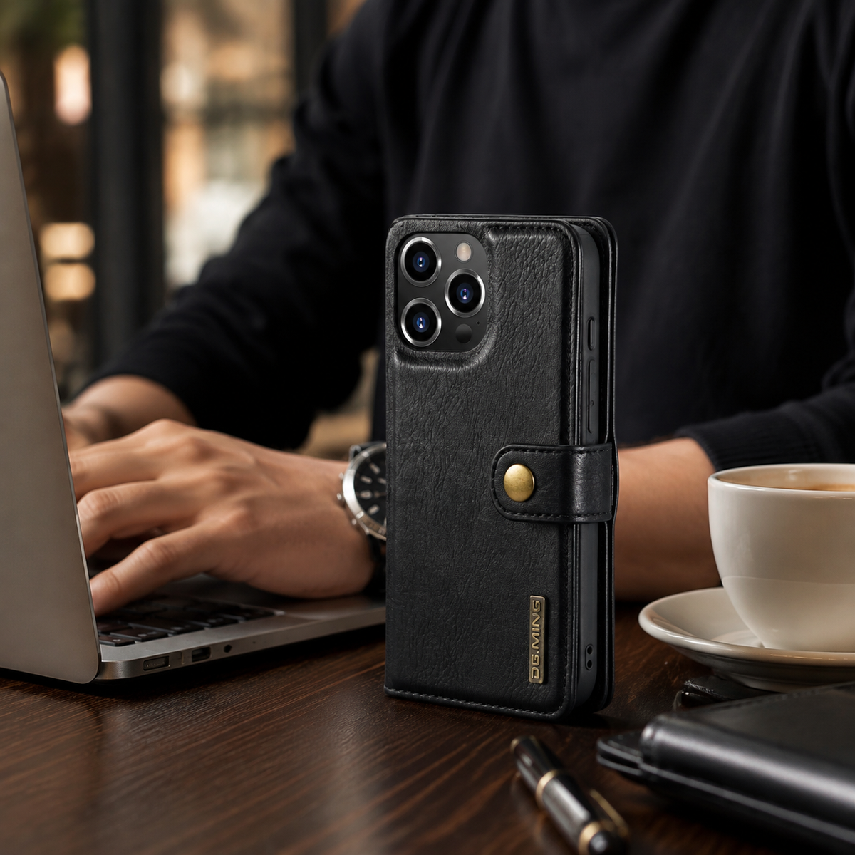 Premium iPhone Case Wallet MagSafe Compatible Detachable Magnetic Leather Shockproof Cover with Card Holder Camera Protection Slim Design