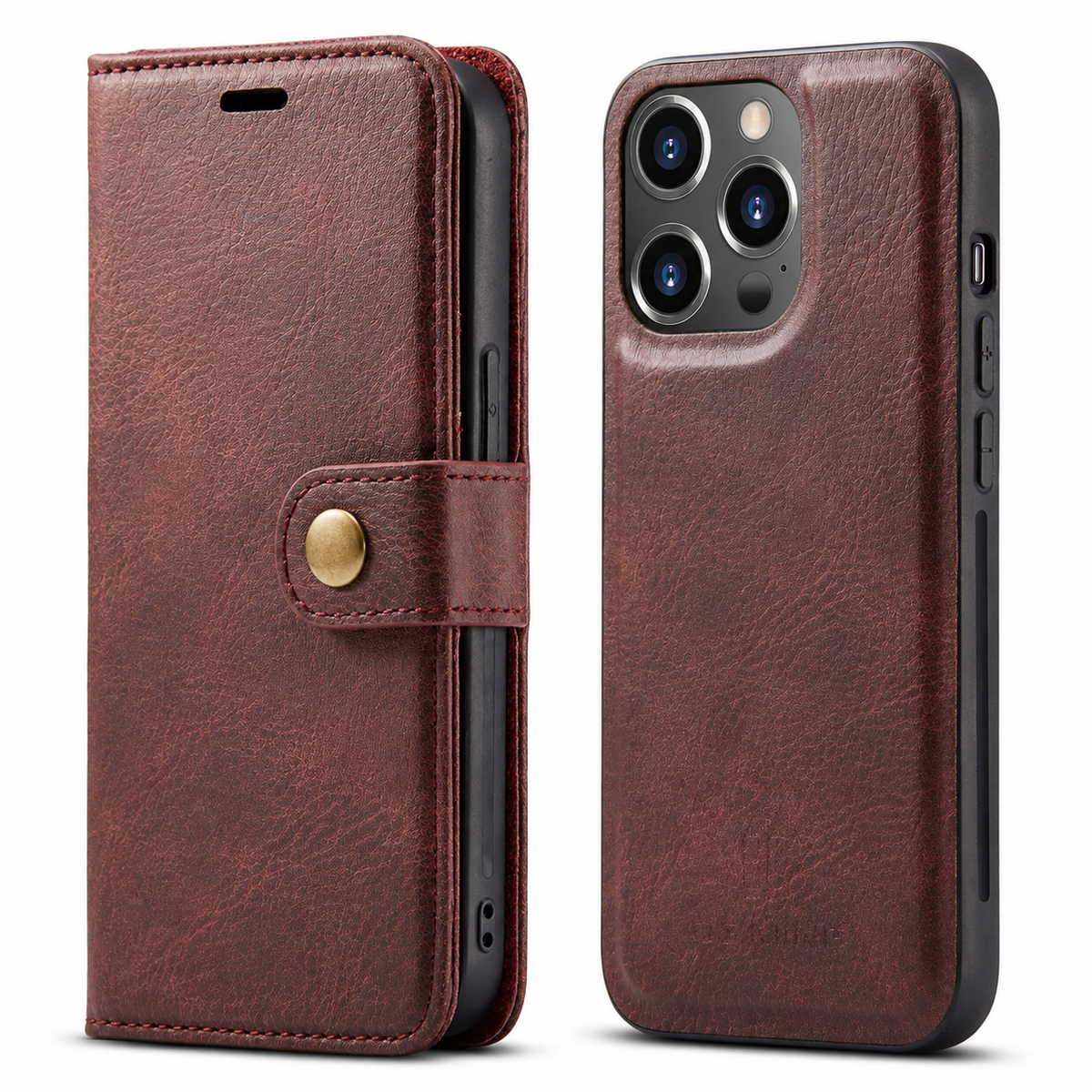 Premium iPhone Case Wallet MagSafe Compatible Detachable Magnetic Leather Shockproof Cover with Card Holder Camera Protection Slim Design