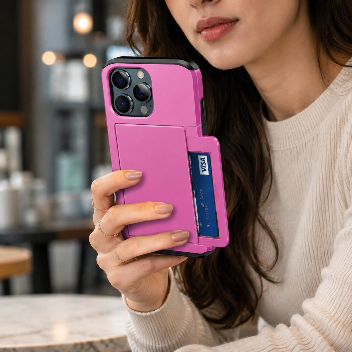 Premium iPhone Case Wallet MagSafe Compatible Dual Layer Slider Card Holder Shockproof Protective Cover Camera Lens Protection Slim Design