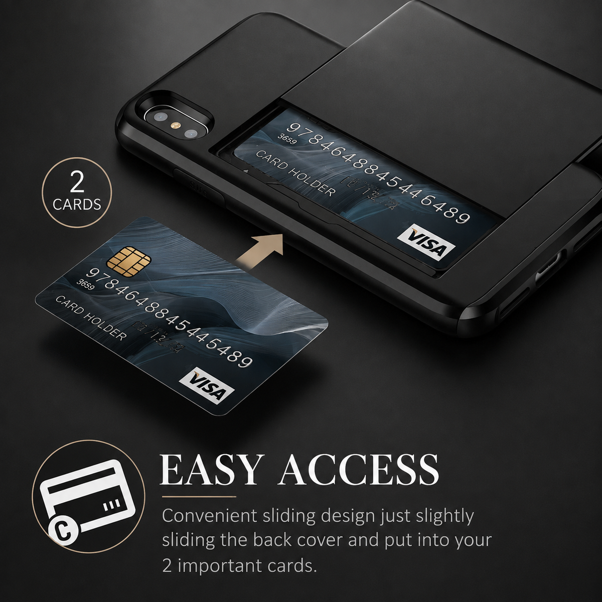 Premium iPhone Case Wallet MagSafe Compatible Dual Layer Slider Card Holder Shockproof Protective Cover Camera Lens Protection Slim Design