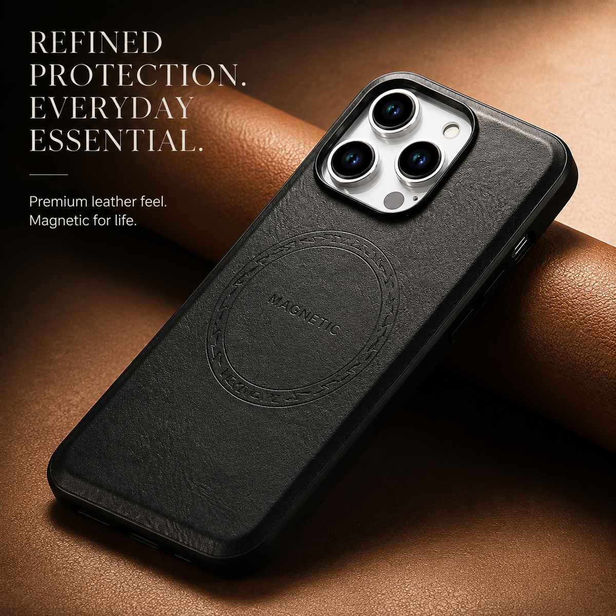 Premium iPhone Case Wallet MagSafe Compatible Leather Card Holder Shockproof Protective Cover with Camera Lens Protection, Slim Design
