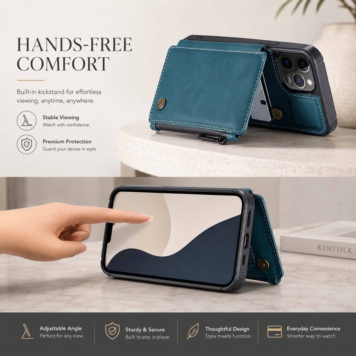 Premium iPhone Case Wallet MagSafe Compatible Leather Card Holder Stand Shockproof Protective Cover Camera Lens Protection Slim Lightweight Design Fit