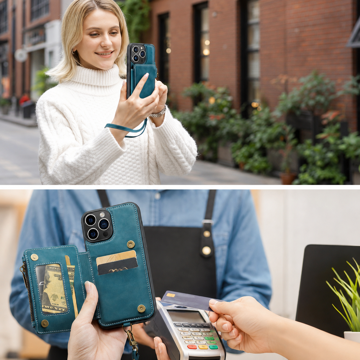 Premium iPhone Case Wallet MagSafe Compatible Leather Card Holder Stand Shockproof Protective Cover Camera Lens Protection Slim Lightweight Design Fit