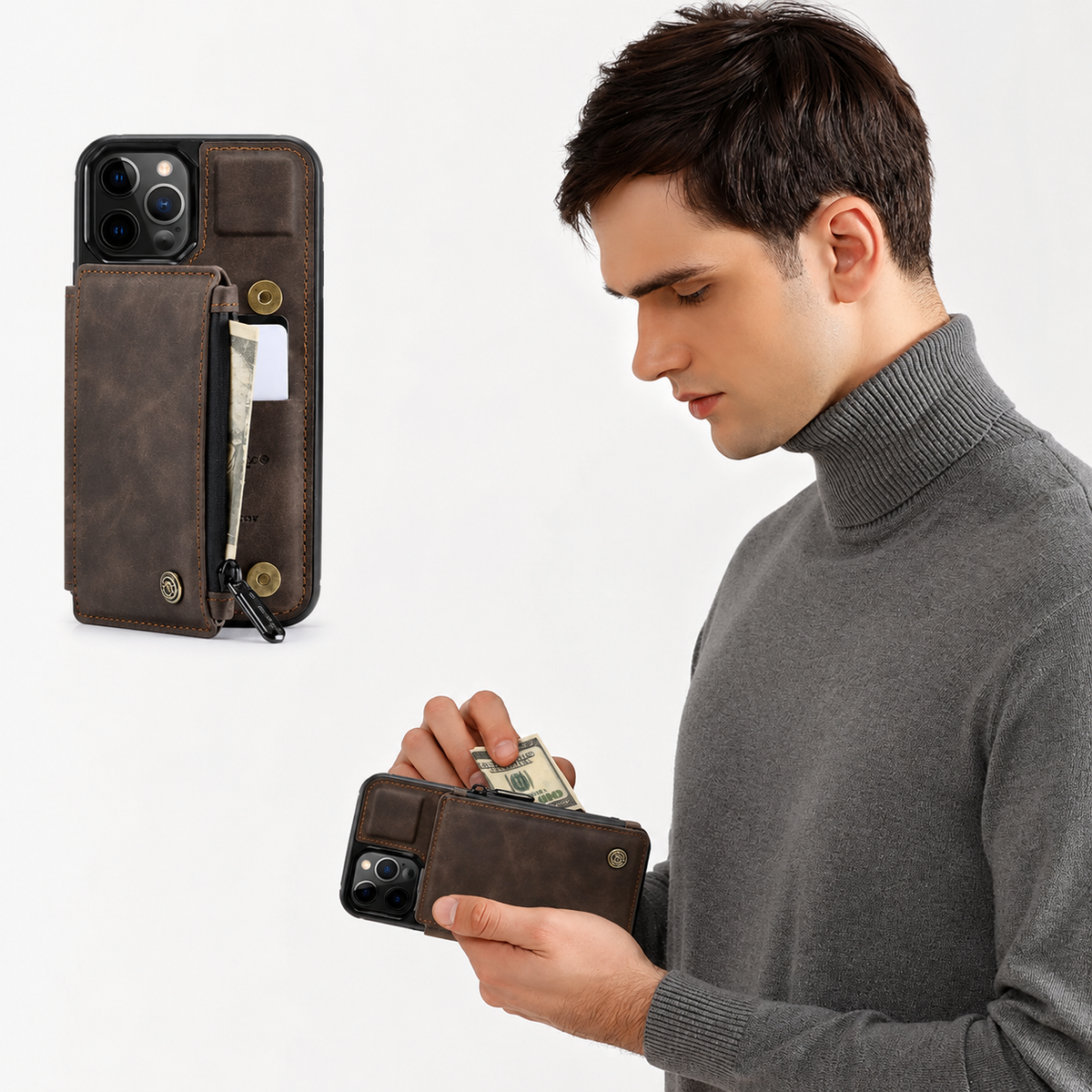 Premium iPhone Case Wallet MagSafe Compatible Leather Card Holder Stand Shockproof Protective Cover Camera Lens Protection Slim Lightweight Design Fit