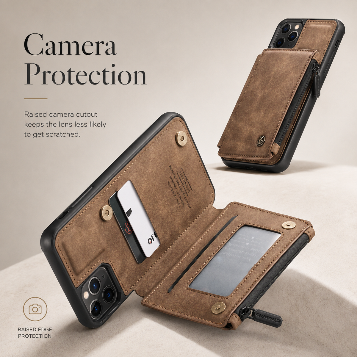 Premium iPhone Case Wallet MagSafe Compatible Leather Card Holder Stand Shockproof Protective Cover Camera Lens Protection Slim Lightweight Design Fit