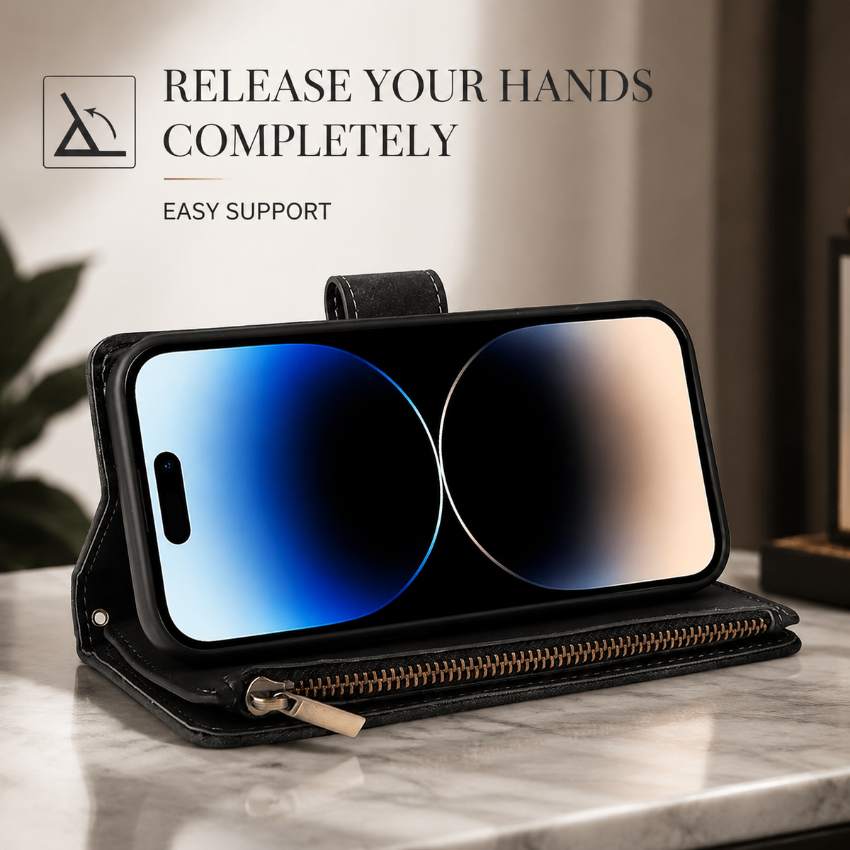 Premium iPhone Case Wallet MagSafe Compatible Leather Card Holder with Magnetic Closure, Shockproof Cover, Camera Lens Protection and Slim Design