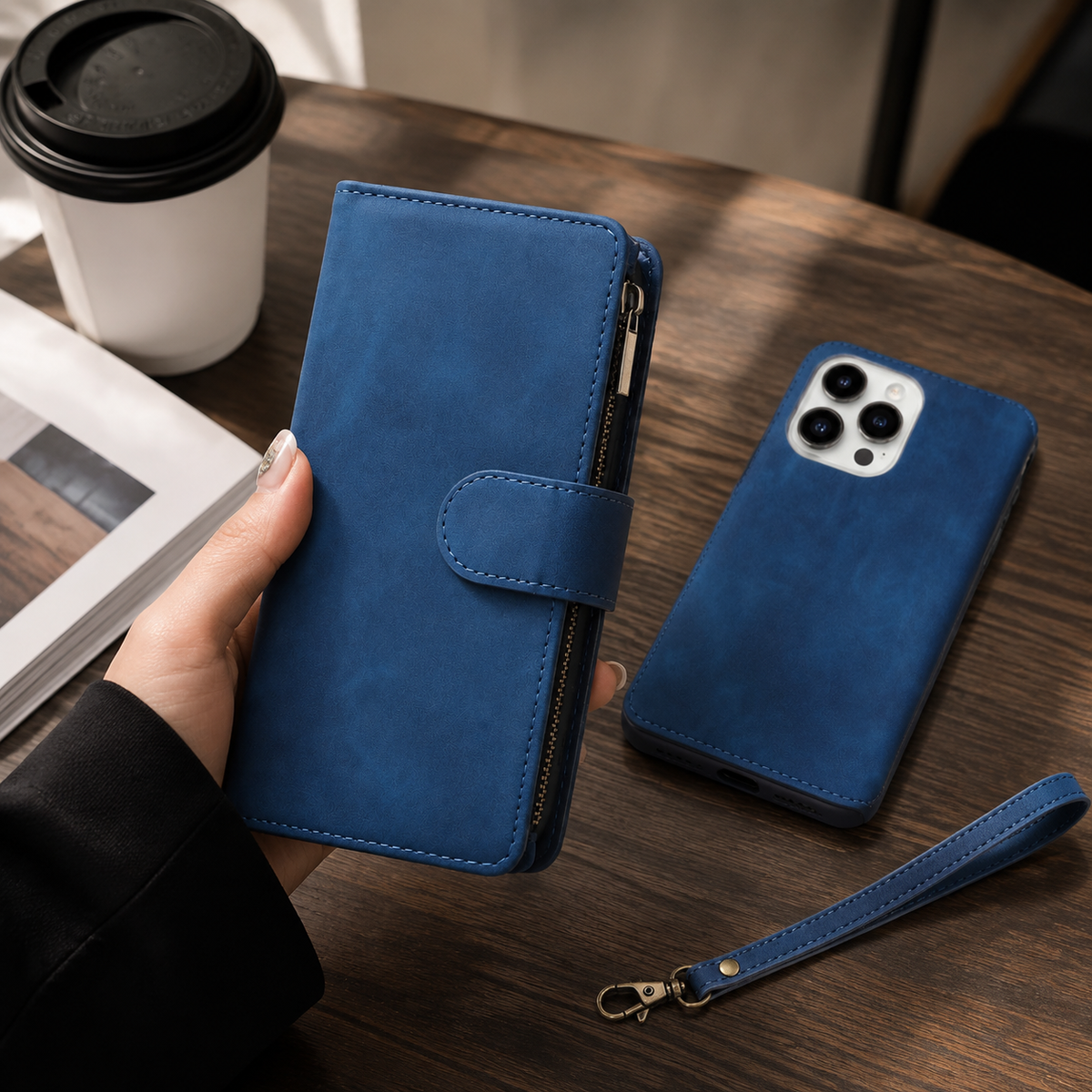 Premium iPhone Case Wallet MagSafe Compatible Leather Card Holder with Magnetic Closure, Shockproof Cover, Camera Lens Protection and Slim Design