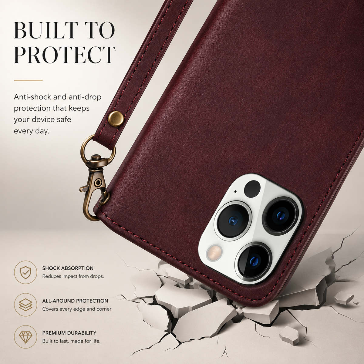 Premium iPhone Case Wallet MagSafe Compatible Leather Card Holder with Magnetic Closure, Shockproof Cover, Camera Lens Protection and Slim Design