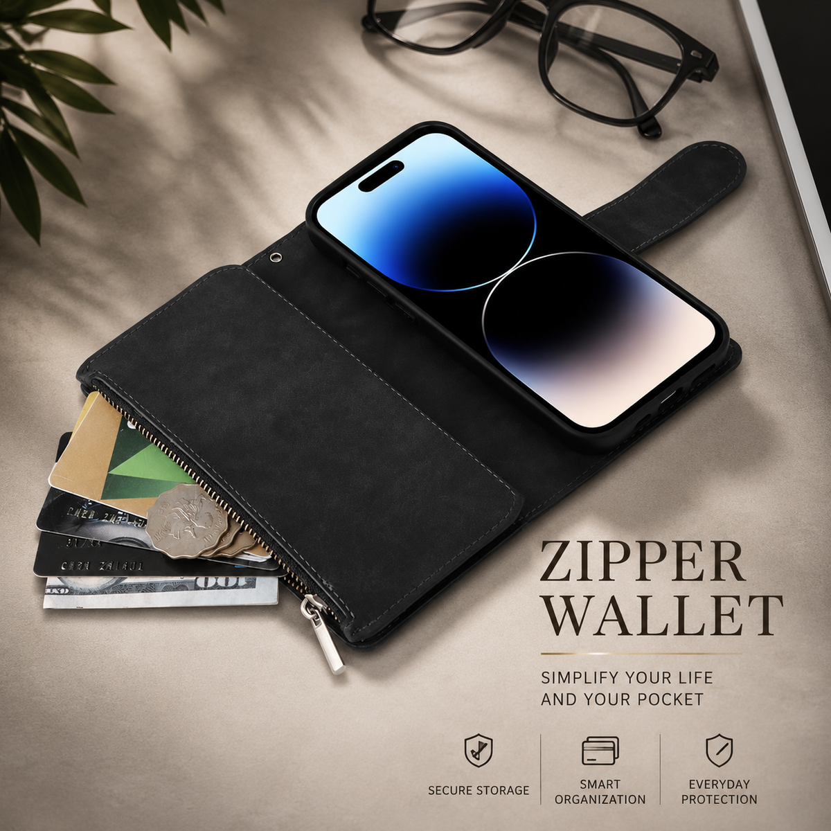 Premium iPhone Case Wallet MagSafe Compatible Leather Card Holder with Magnetic Closure, Shockproof Cover, Camera Lens Protection and Slim Design