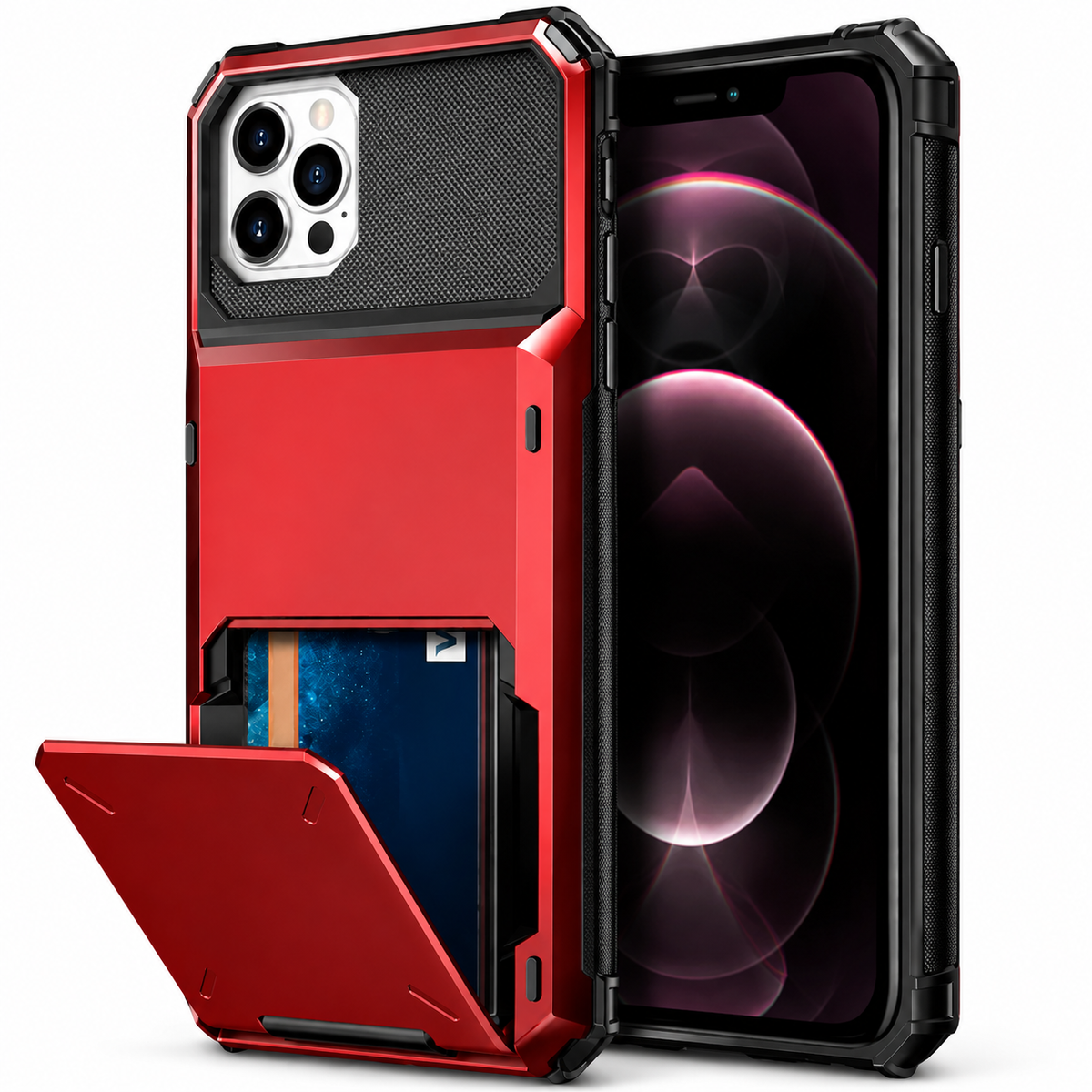 Premium iPhone Case Wallet MagSafe Compatible Magnetic 4 Card Holder Shockproof Protective Cover Camera Lens Protection Slim Design with Hidden Wallet