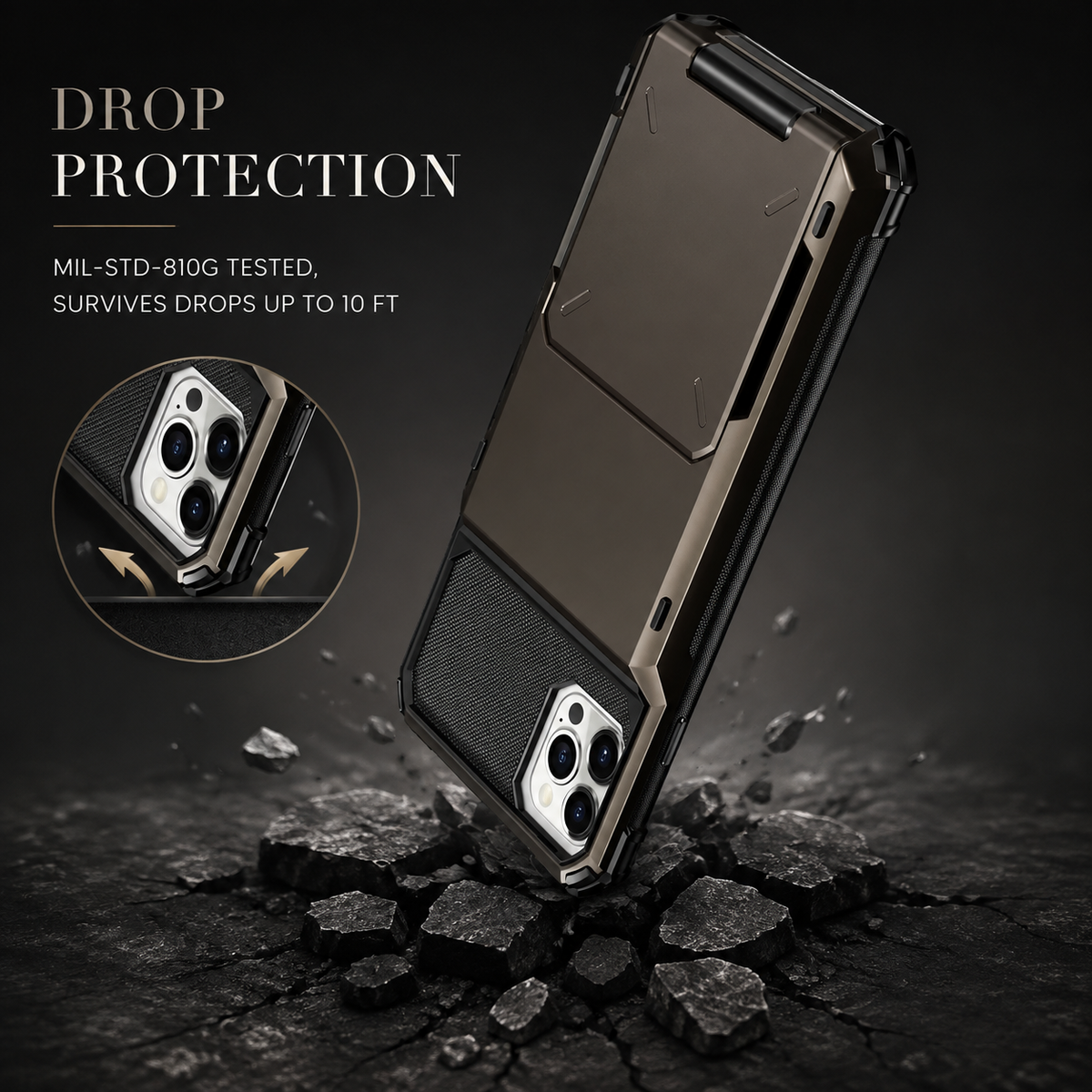Premium iPhone Case Wallet MagSafe Compatible Magnetic 4 Card Holder Shockproof Protective Cover Camera Lens Protection Slim Design with Hidden Wallet