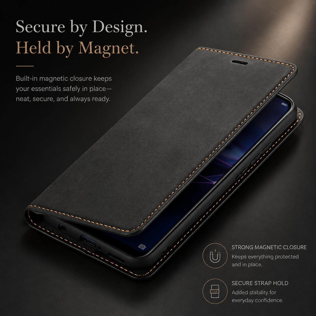 Premium iPhone Case Wallet MagSafe Compatible Suede Leather Flip Cover Card Holder Magnetic Closure Shockproof Full Body Camera Protection Slim Design