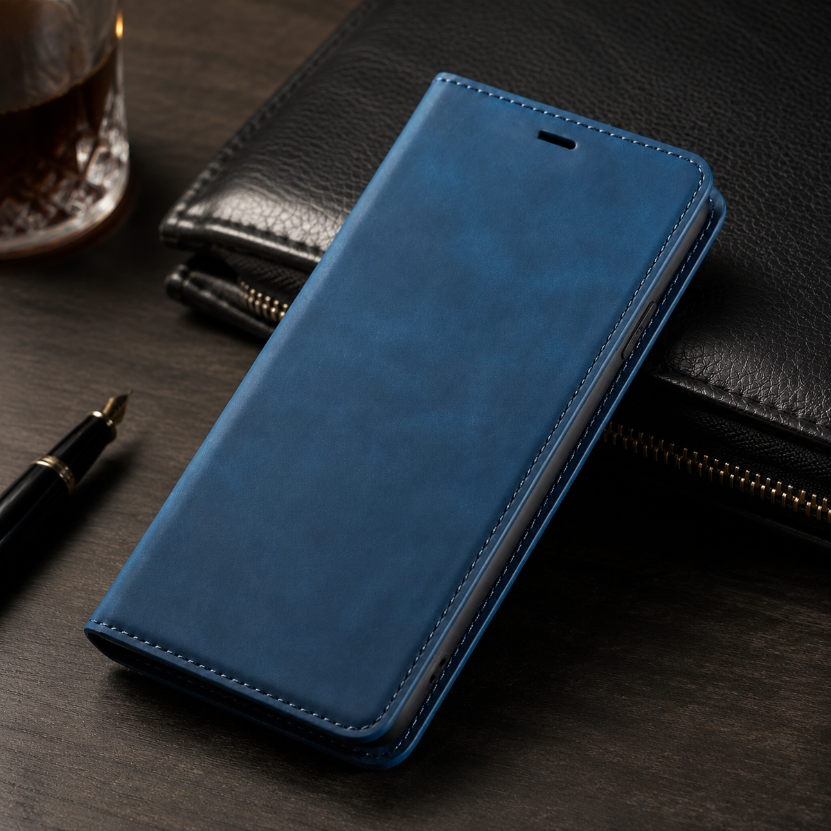 Premium iPhone Case Wallet MagSafe Compatible Suede Leather Flip Cover Card Holder Magnetic Closure Shockproof Full Body Camera Protection Slim Design