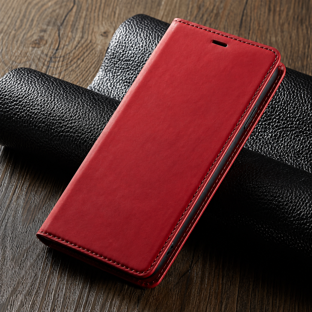 Premium iPhone Case Wallet MagSafe Compatible Suede Leather Flip Cover Card Holder Magnetic Closure Shockproof Full Body Camera Protection Slim Design
