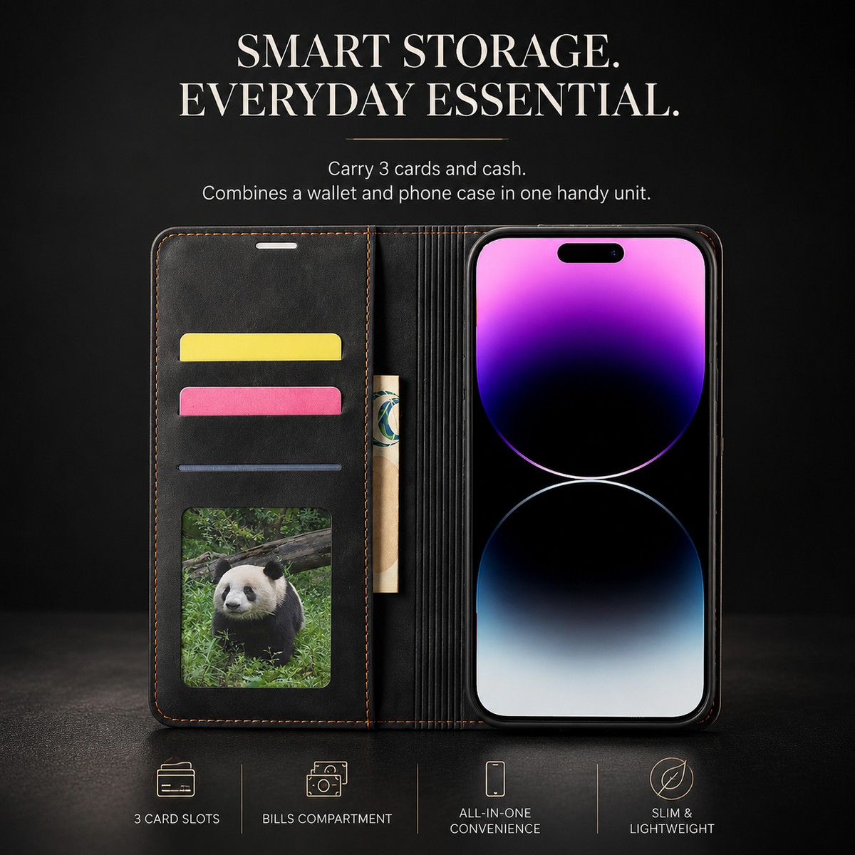 Premium iPhone Case Wallet MagSafe Compatible Suede Leather Flip Cover Card Holder Magnetic Closure Shockproof Full Body Camera Protection Slim Design
