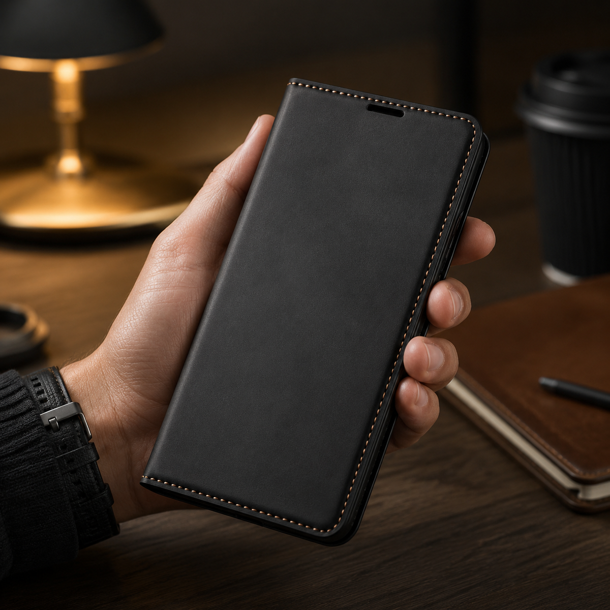 Premium iPhone Case Wallet MagSafe Compatible Suede Leather Flip Cover Card Holder Magnetic Closure Shockproof Full Body Camera Protection Slim Design