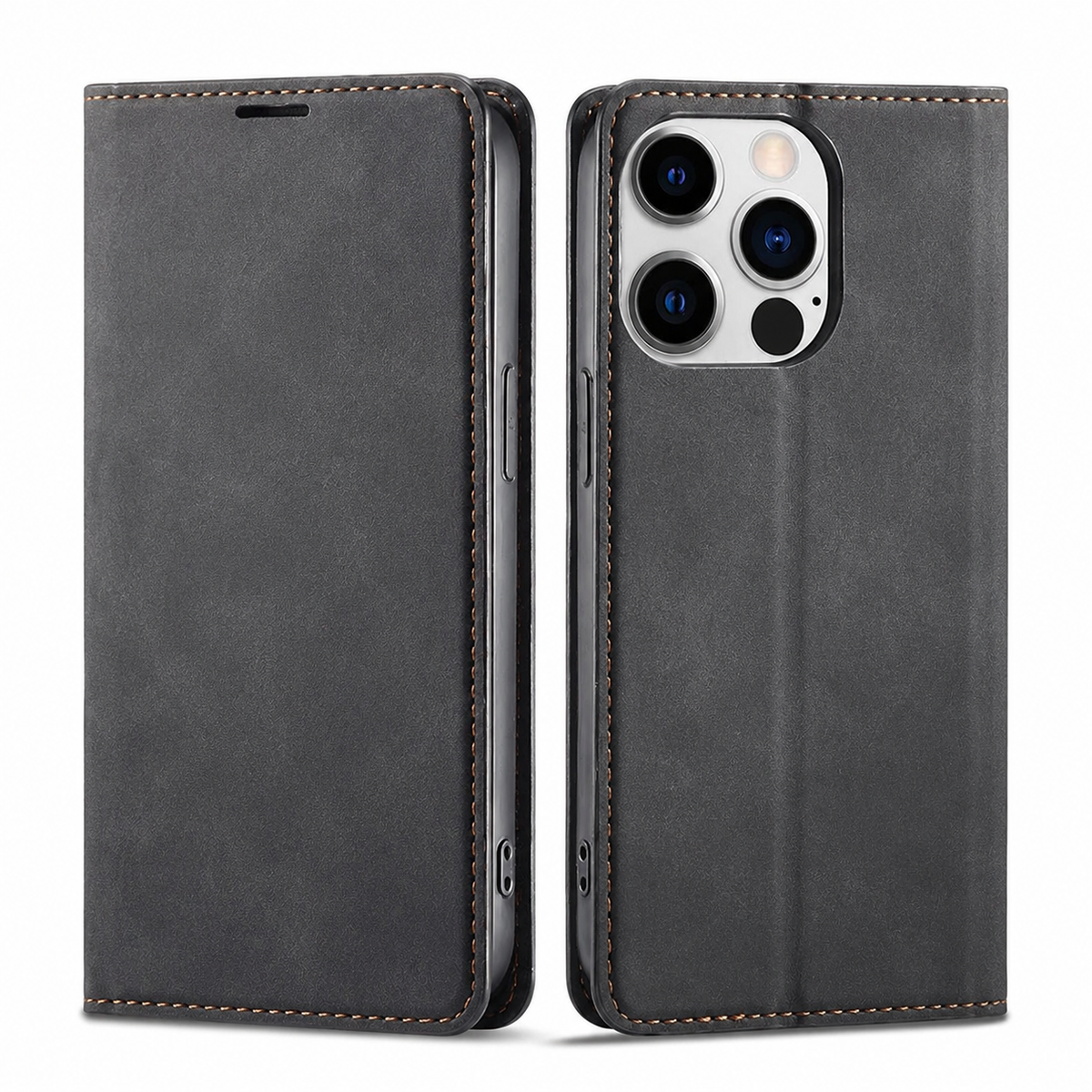 Premium iPhone Case Wallet MagSafe Compatible Suede Leather Flip Cover Card Holder Magnetic Closure Shockproof Full Body Camera Protection Slim Design