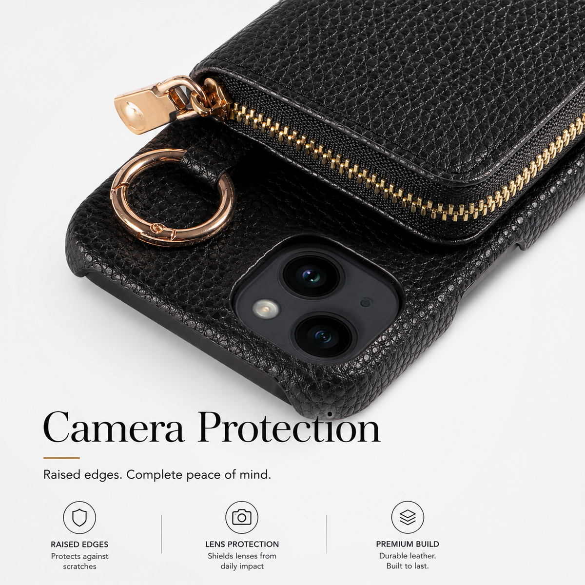 Premium iPhone Case Wallet MagSafe Compatible Zipper PU Leather Card Holder Crossbody Strap Magnetic Closure Shockproof Camera Protection Slim Design