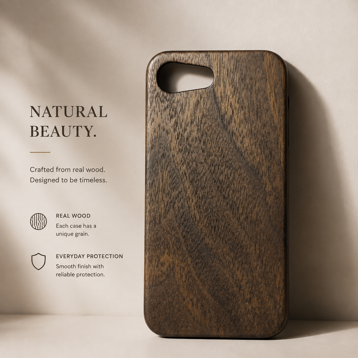 Premium iPhone Case Wooden Natural Wood Walnut Ebony Bamboo Rosewood Protective Cover Dustproof Hard Shell Shockproof Scratch Resistant Slim Lightweight