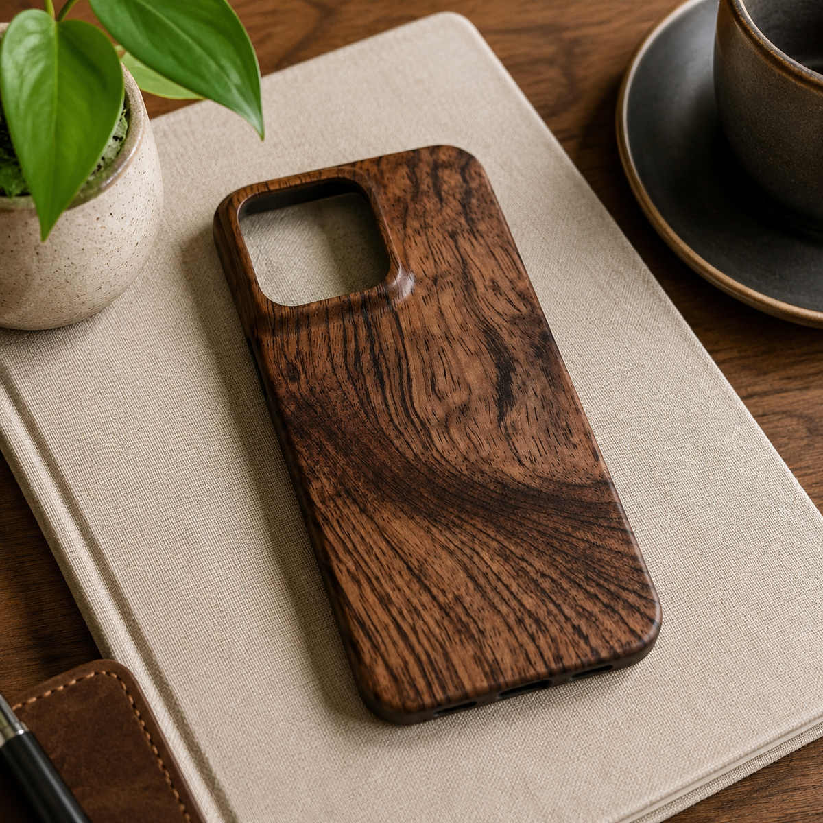 Premium iPhone Case Wooden Natural Wood Walnut Ebony Bamboo Rosewood Protective Cover Dustproof Hard Shell Shockproof Scratch Resistant Slim Lightweight