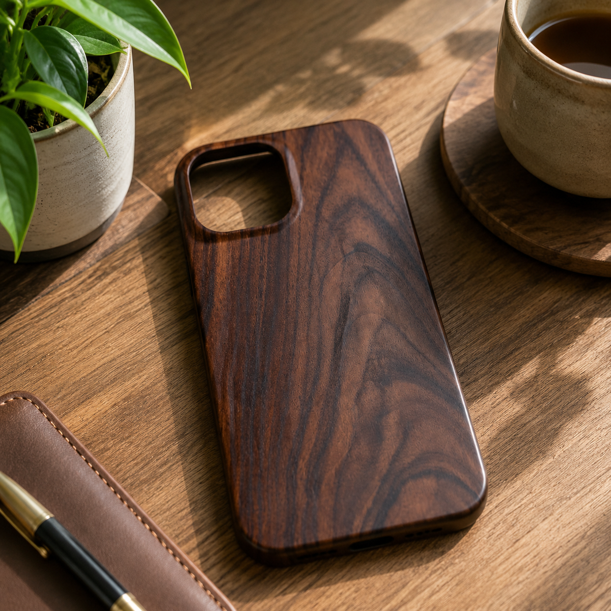 Premium iPhone Case Wooden Natural Wood Walnut Ebony Bamboo Rosewood Protective Cover Dustproof Hard Shell Shockproof Scratch Resistant Slim Lightweight