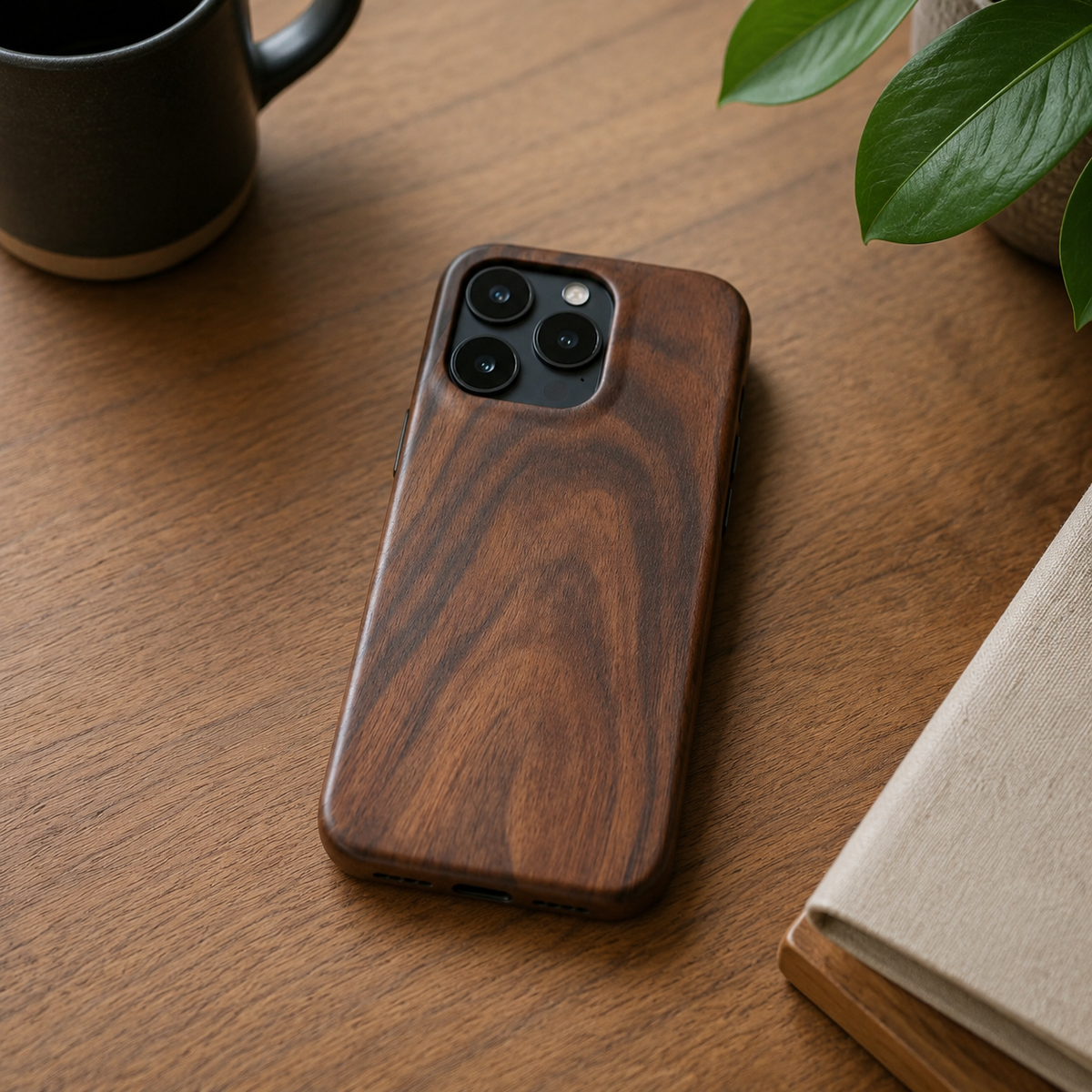 Premium iPhone Case Wooden Natural Wood Walnut Ebony Bamboo Rosewood Protective Cover Dustproof Hard Shell Shockproof Scratch Resistant Slim Lightweight
