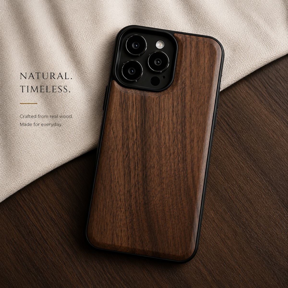 Premium iPhone Case Wooden Natural Wood Walnut Ebony Bamboo Rosewood Protective Cover Dustproof Hard Shell Shockproof Scratch Resistant Slim Lightweight