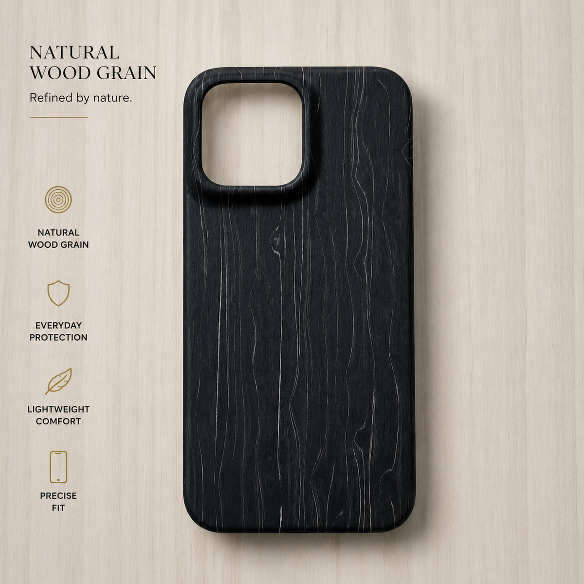 Premium iPhone Case Wooden Natural Wood Walnut Ebony Bamboo Rosewood Protective Cover Dustproof Hard Shell Shockproof Scratch Resistant Slim Lightweight