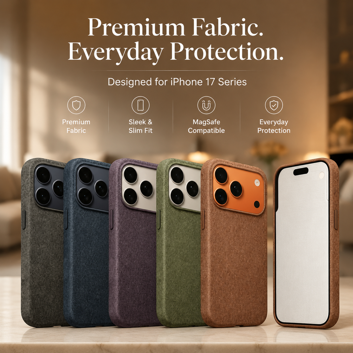 Premium iPhone Case Woven MagSafe Compatible Strong Magnetic Wireless Charging Anti Fingerprint Non Slip Waterproof Fabric Shock Slim Protective Cover
