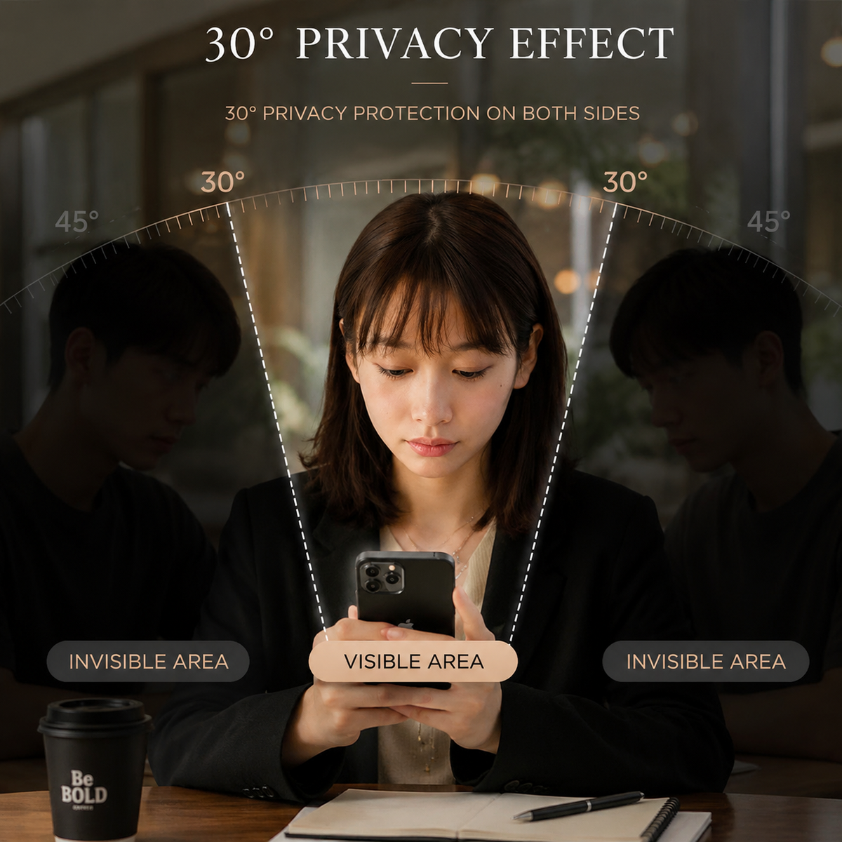 Premium iPhone Privacy Screen Protector Tempered Glass Anti Spy Blue Light Full Coverage Scratch Resistant Anti Fingerprint Ultra Thin Case Friendly