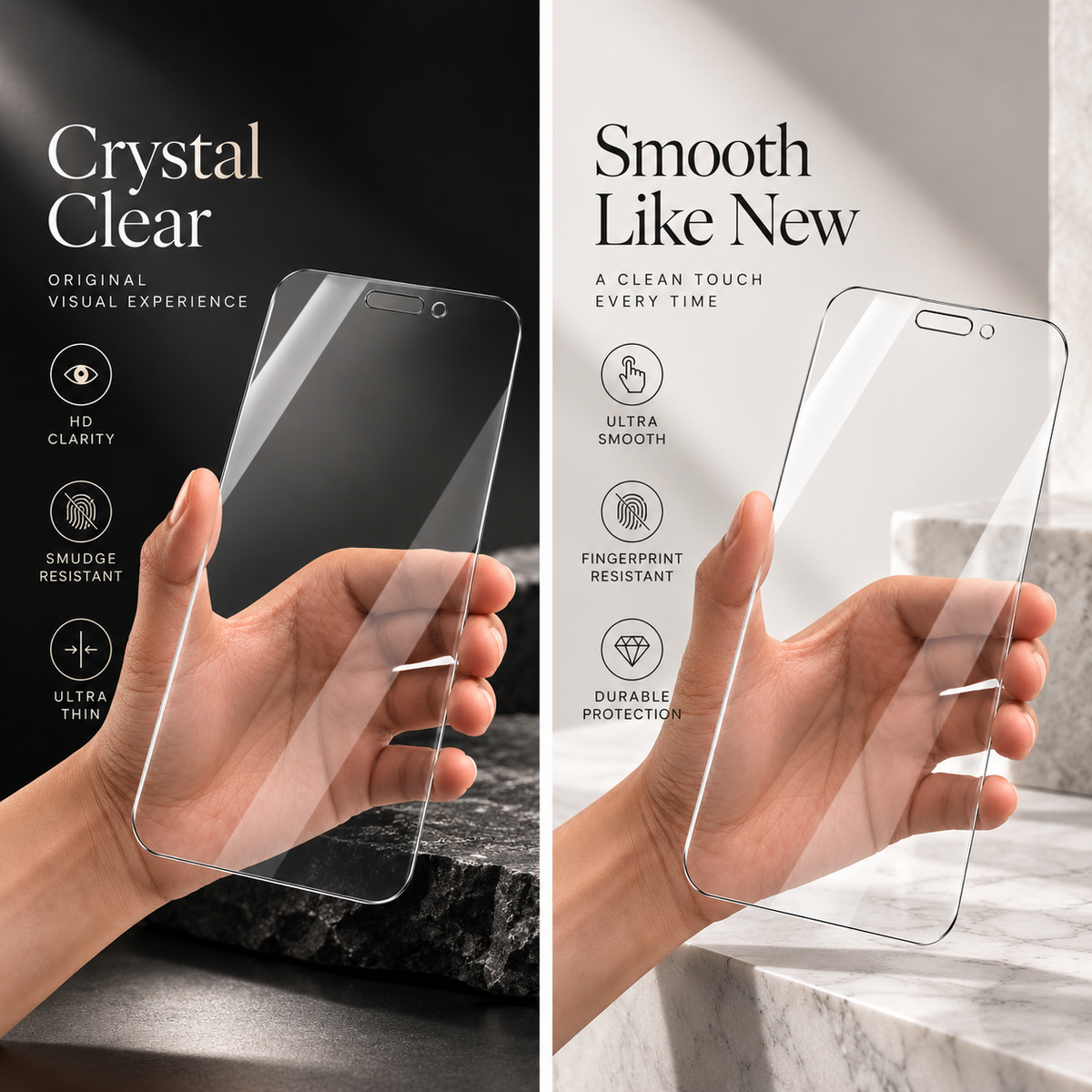 Premium iPhone Screen Protector 1-3PCS High Quality 9H HD Tempered Glass Scratch Proof Ultra Clear Slim Durable Full Coverage Protective Glass Film Set
