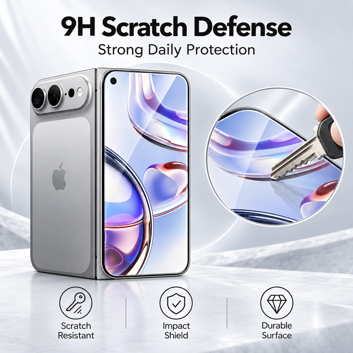 Premium iPhone Screen Protector 3PCS Outer Tempered Glass 9H HD Clear Anti Scratch Ultra Thin Durable Full Coverage Protective Glass Film Screen Guard Set
