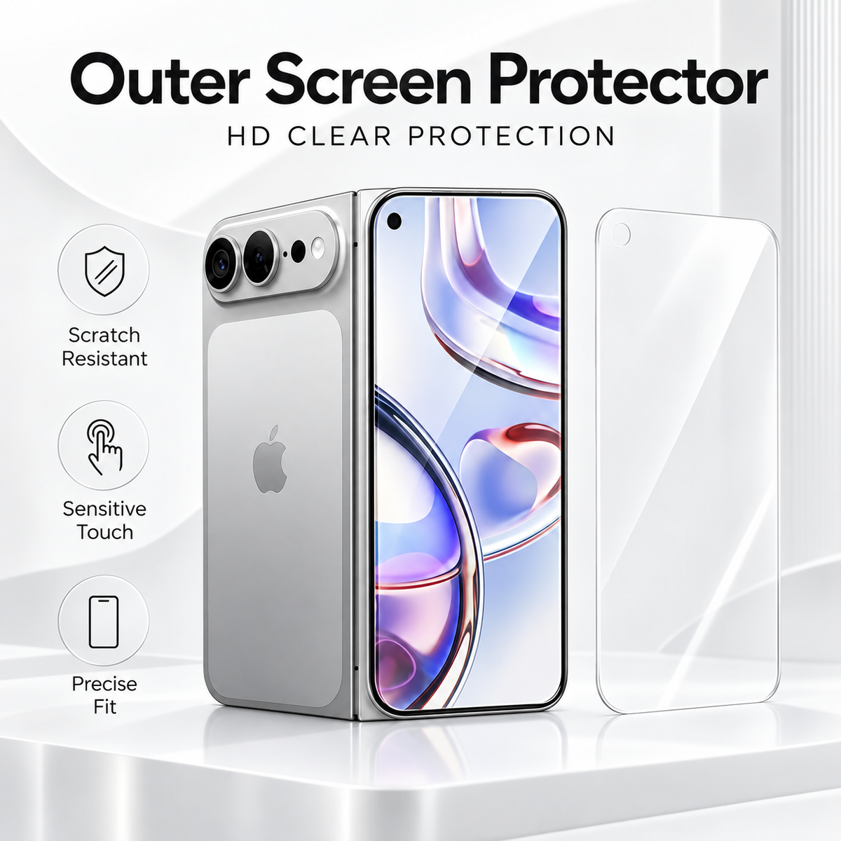 Premium iPhone Screen Protector 3PCS Outer Tempered Glass 9H HD Clear Anti Scratch Ultra Thin Durable Full Coverage Protective Glass Film Screen Guard Set