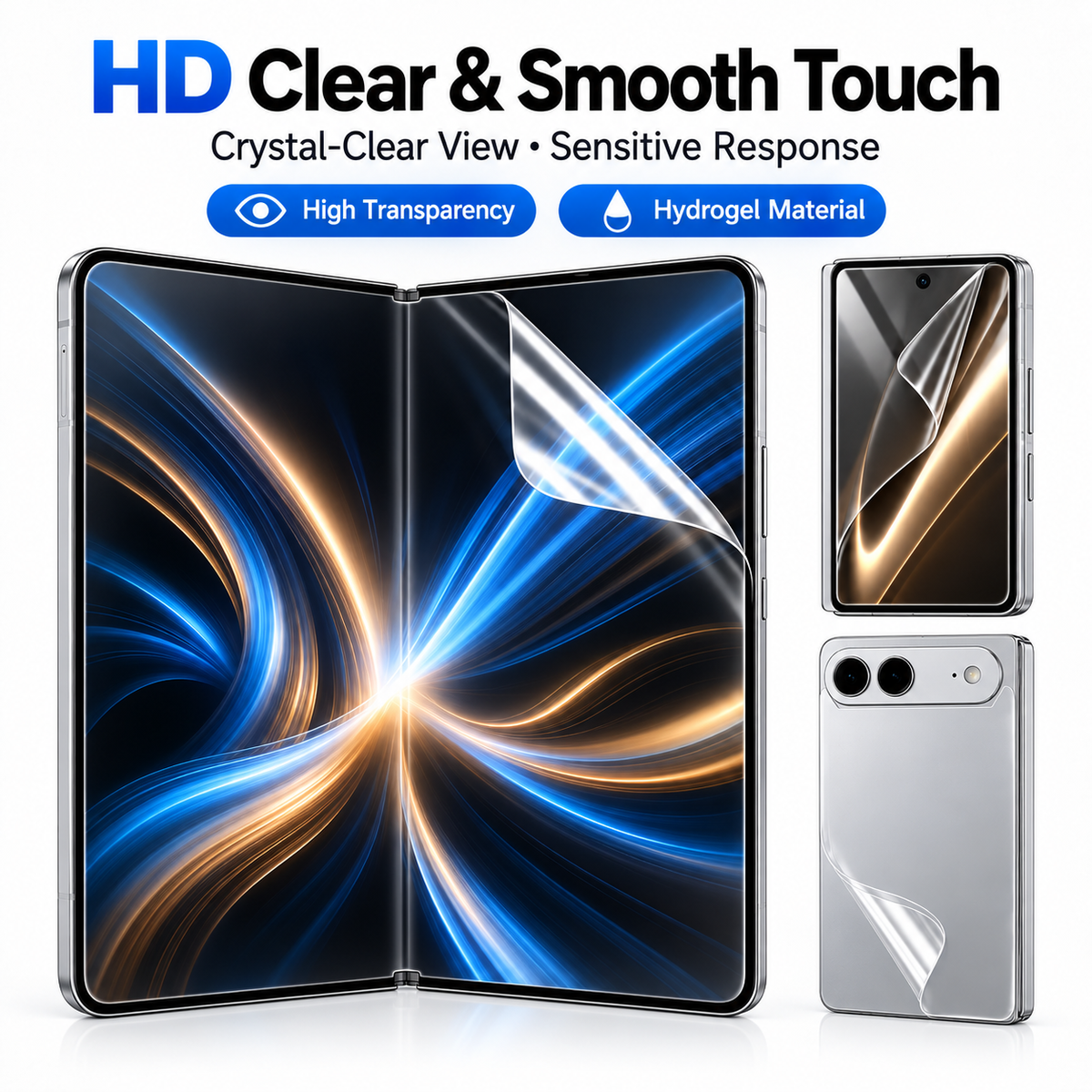 Premium iPhone Screen Protector 6 in 1 Hydrogel Film HD Clear Inner Outer Rear Soft TPU Anti Scratch Full Coverage Flexible Protective Film Set Pack