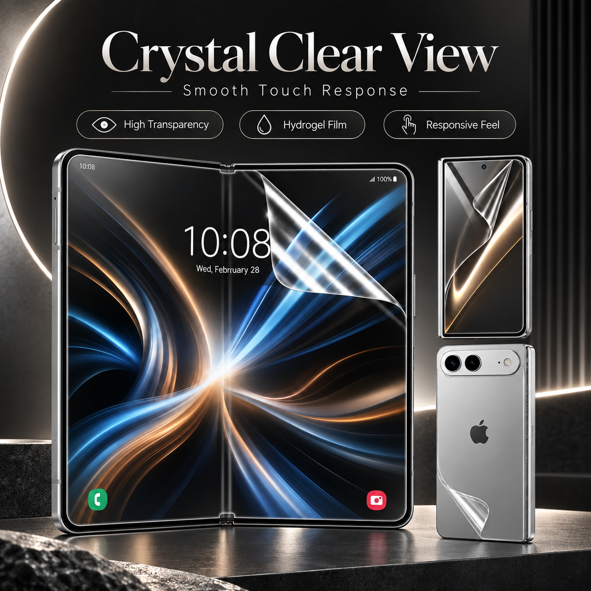 Premium iPhone Screen Protector 6 in 1 Hydrogel Film HD Clear Inner Outer Rear Soft TPU Anti Scratch Full Coverage Flexible Protective Film Set Pack