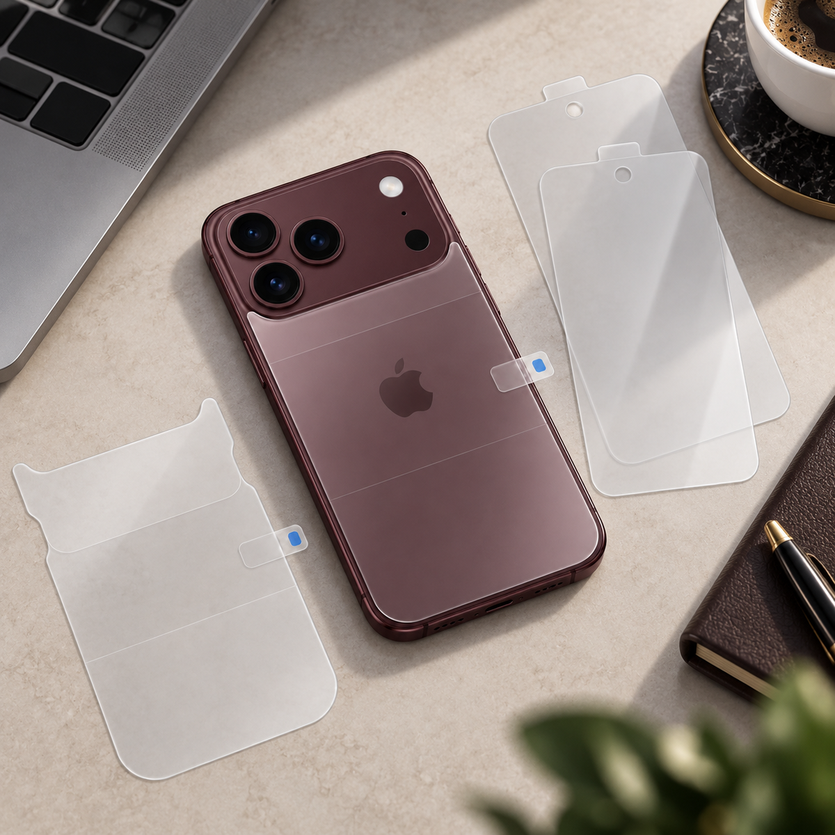 Premium iPhone Screen Protector 6 in 1 Hydrogel Film HD Clear Inner Outer Rear Soft TPU Anti Scratch Full Coverage Flexible Protective Film Set Pack