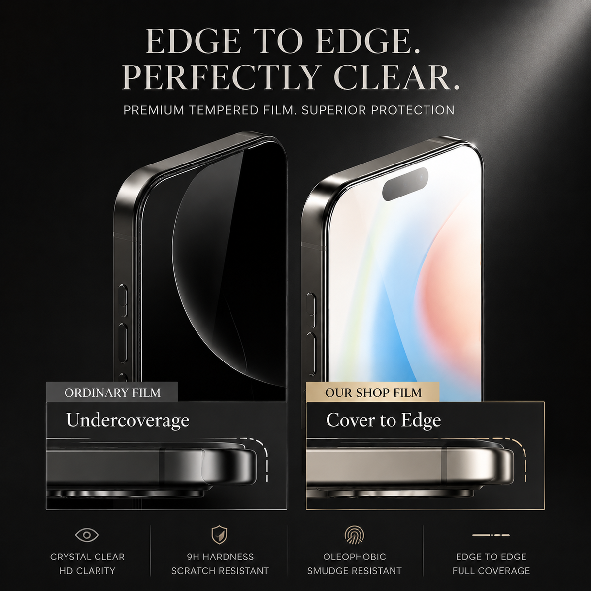 Premium iPhone Screen Protector Tempered Glass HD Clear Anti Fingerprint Scratch Resistant Bubble Free Shatterproof Ultra Thin Case Friendly Fit Clear