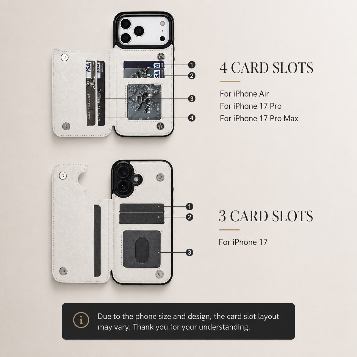 Premium iPhone Wallet Case Faux Leather Card Holder Kickstand Double Magnetic Clasp Shockproof Soft Cover Slim Protective Flip Case Slim Minimal Style