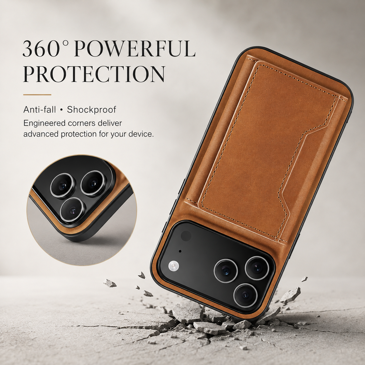 Premium iPhone Wallet Case Magnetic Leather Card Holder Money Compartment Kickstand Half Wrapped Shockproof Anti Fingerprint Protective Cover