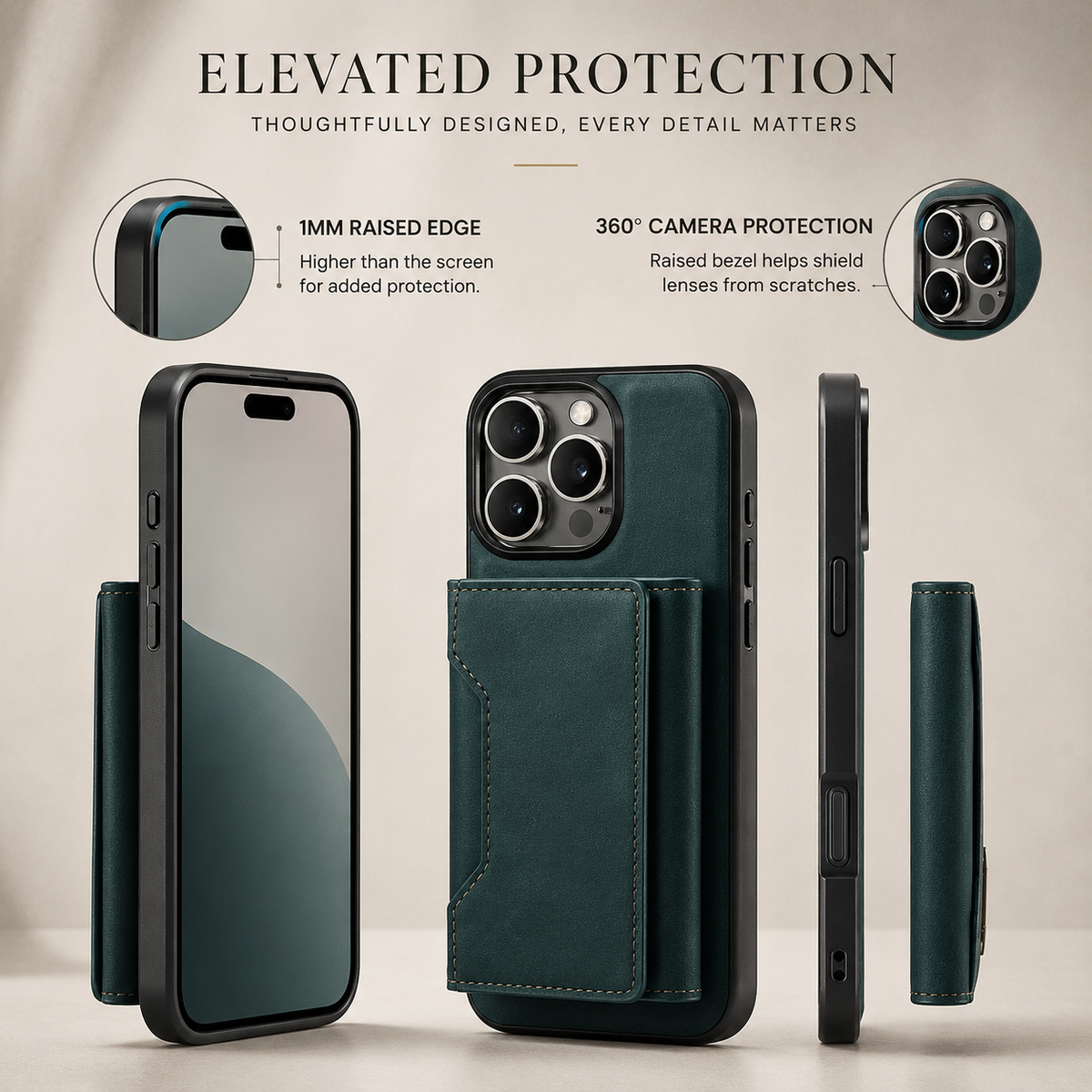 Premium iPhone Wallet Case Magnetic Leather Card Holder Money Compartment Kickstand Half Wrapped Shockproof Anti Fingerprint Protective Cover