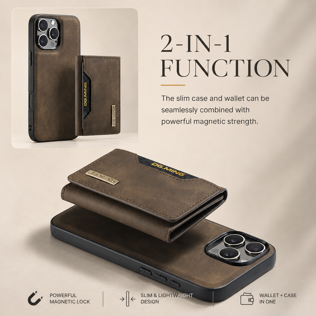 Premium iPhone Wallet Case Magnetic Leather Card Holder Money Compartment Kickstand Half Wrapped Shockproof Anti Fingerprint Protective Cover